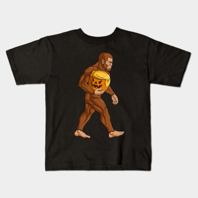 Bigfoot Halloween Trumpkin Pumpkin Kids T-Shirt by wingsofrage